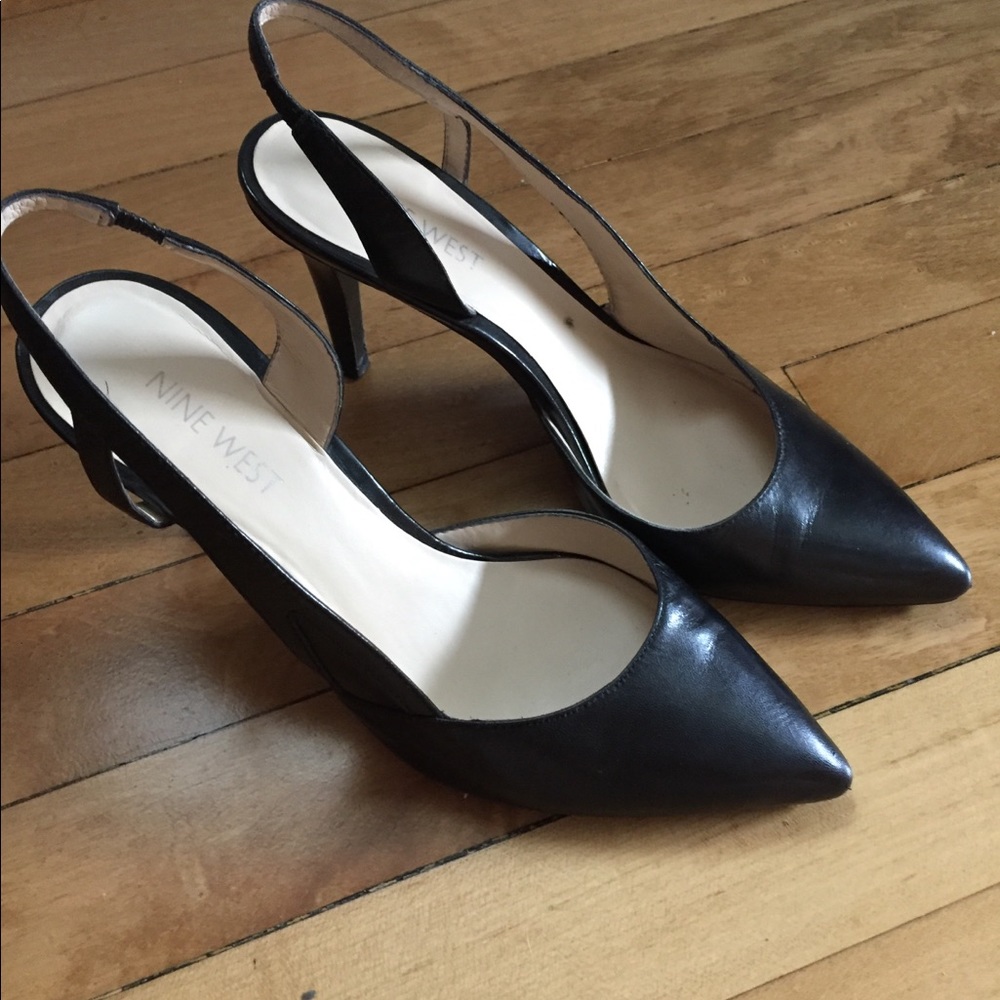 Nine West Leather Pointed Toe Black Heel